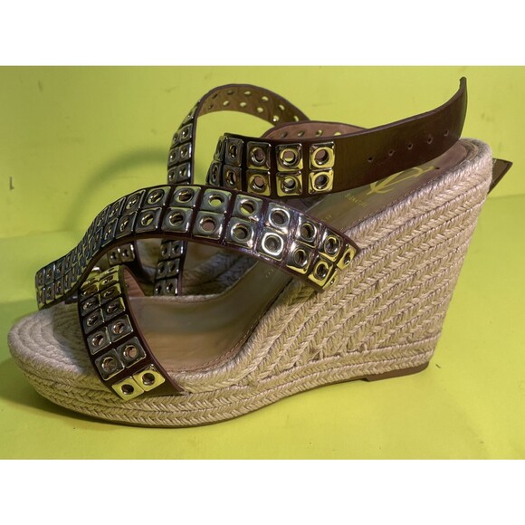 Women's Vince Camuto Signature Dacia Leather Espadrille Wedge Sandals Sz 10 - Picture 6 of 10